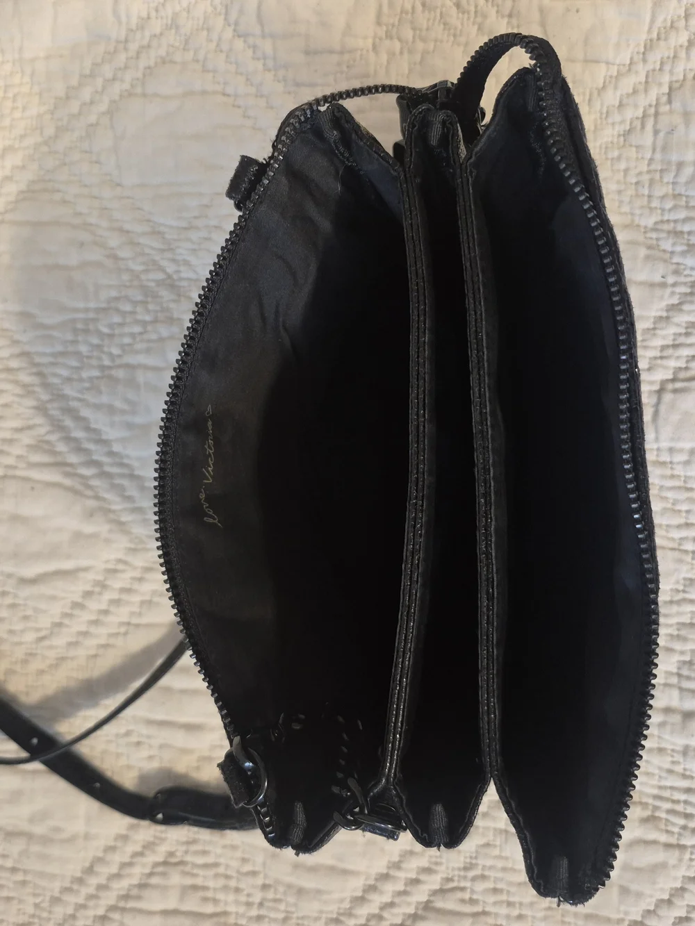 Victoria's Secret Black Quilted Chevron Chain Crossbody Bag